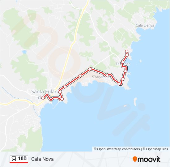 Mapa de 18B de autobús