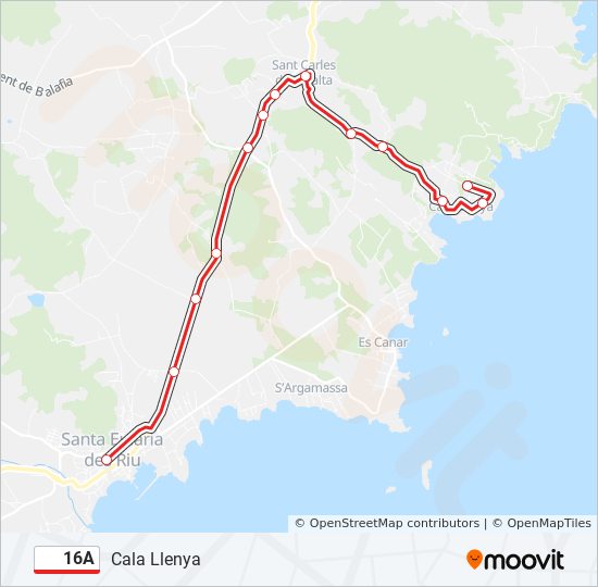 Mapa de 16A de autobús