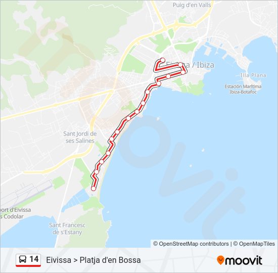 Mapa de 14 de autobús