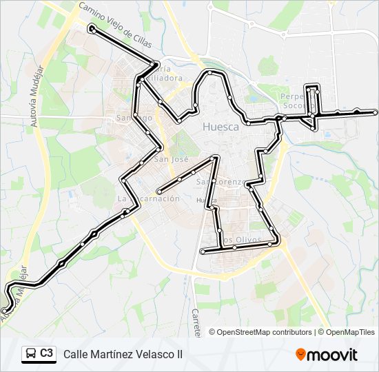 C3 bus Mapa de línia