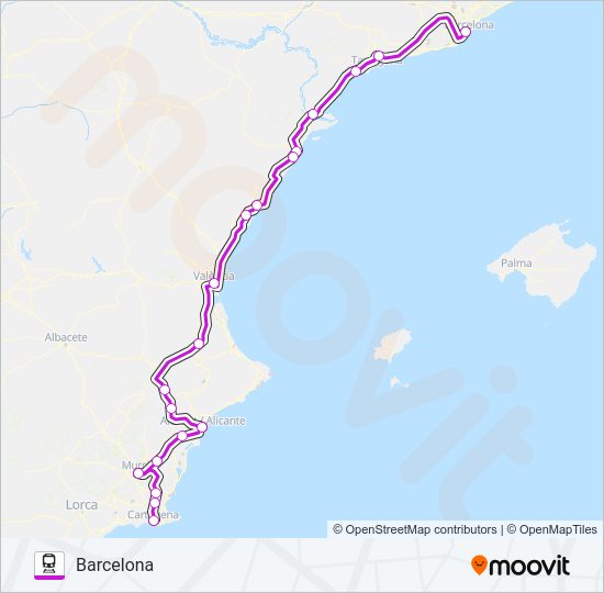 Mapa de INTERCITY de tren