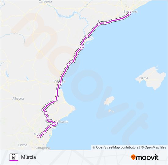 Mapa de INTERCITY de tren