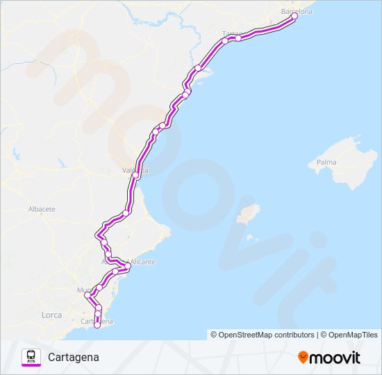 Mapa de INTERCITY de tren