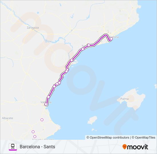Mapa de INTERCITY de tren