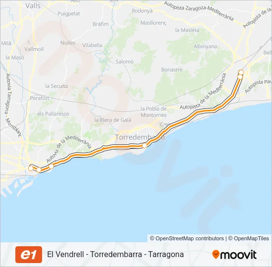 E1 bus Mapa de línia