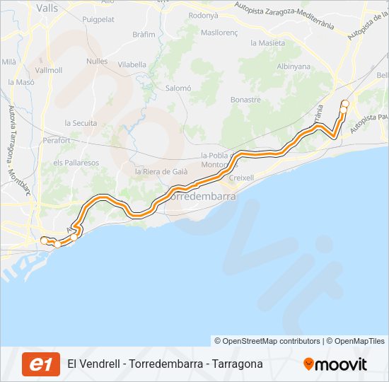 E1 Bus Line Map
