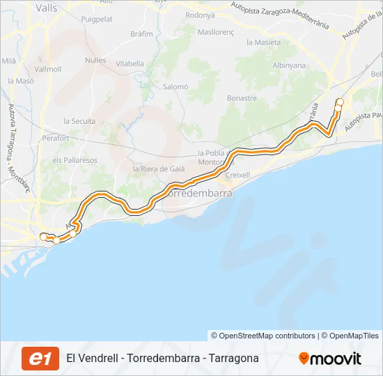 E1 Bus Line Map