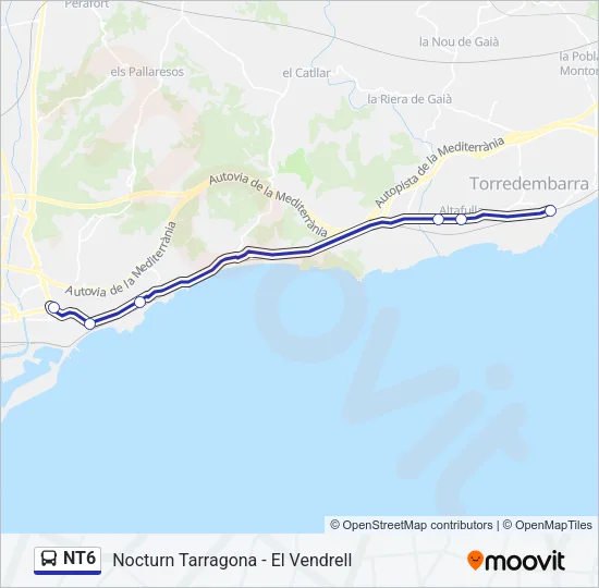 NT6 bus Mapa de línia
