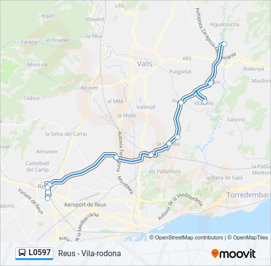 Mapa de L0597 de autobús