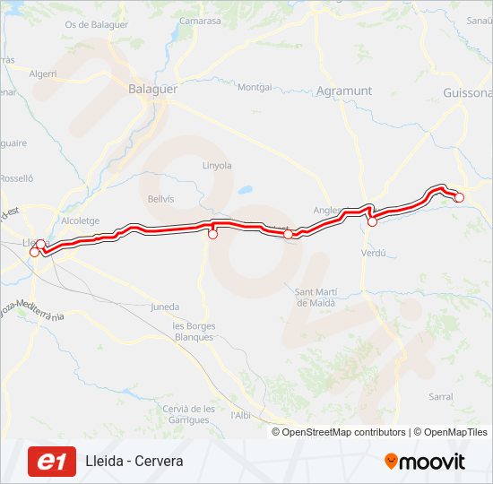 Mapa de E1 de autobús