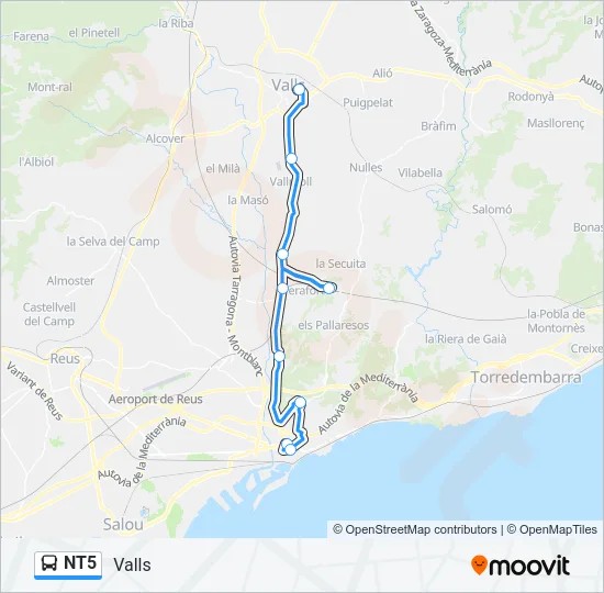 NT5 bus Mapa de línia