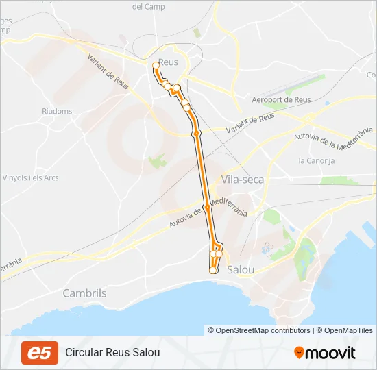 E5 Bus Line Map