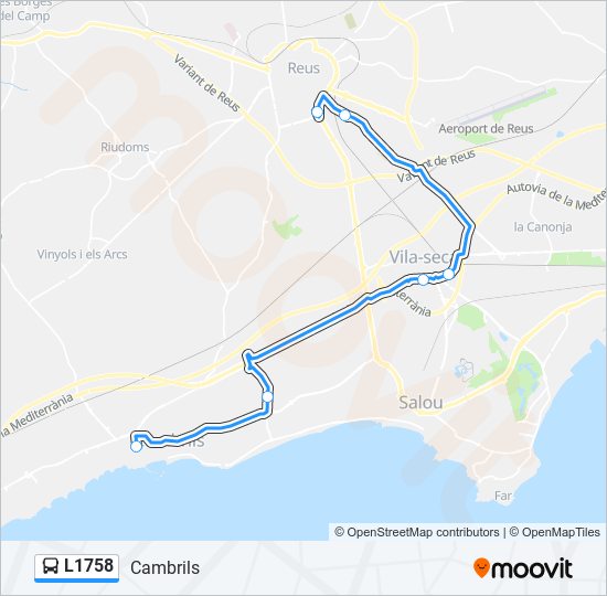 Mapa de L1758 de autobús