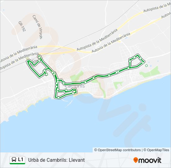 Mapa de L1 de autobús