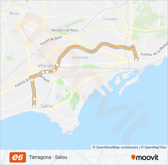 E6 Bus Line Map