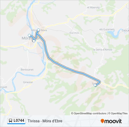 Mapa de L0744 de autobús