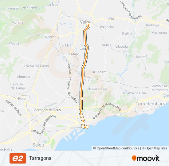 Mapa de E2 de autobús