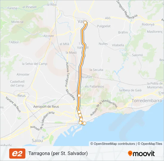 E2 Bus Line Map