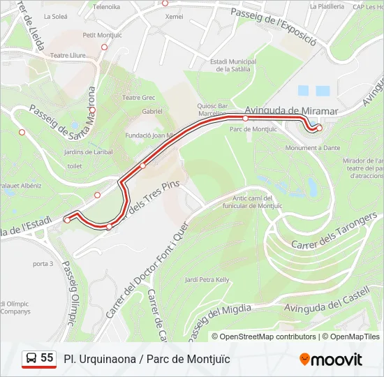 55 Bus Line Map