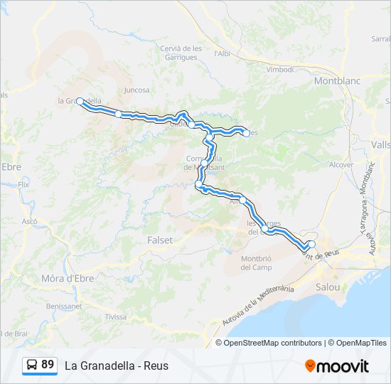 Mapa de 89 de autobús