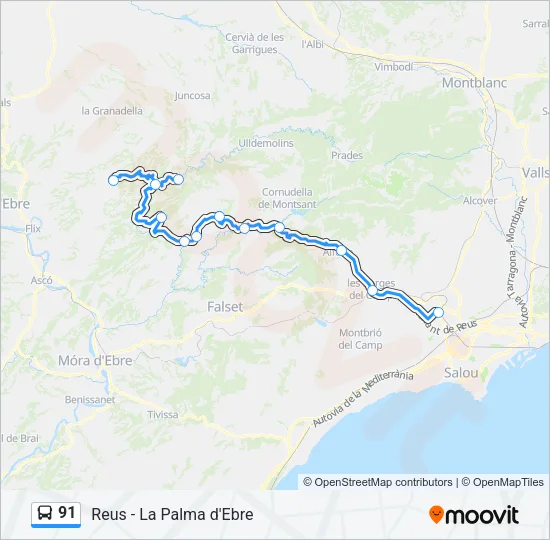 91 Bus Line Map