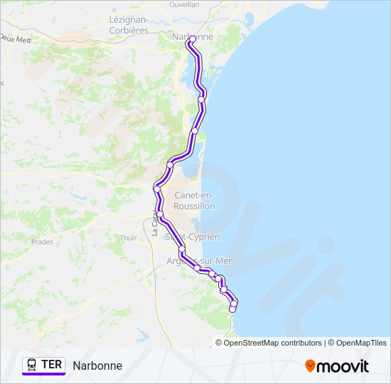 Mapa de TER de tren