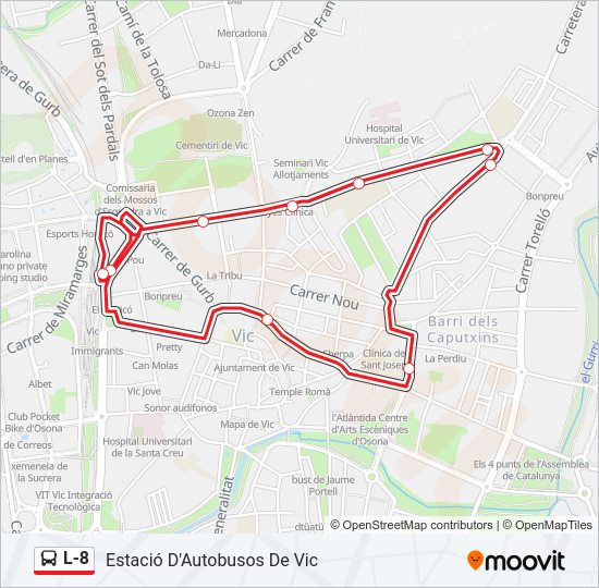 Mapa de L-8 de autobús