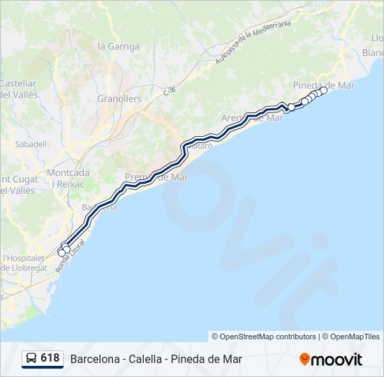 Mapa de 618 de autobús