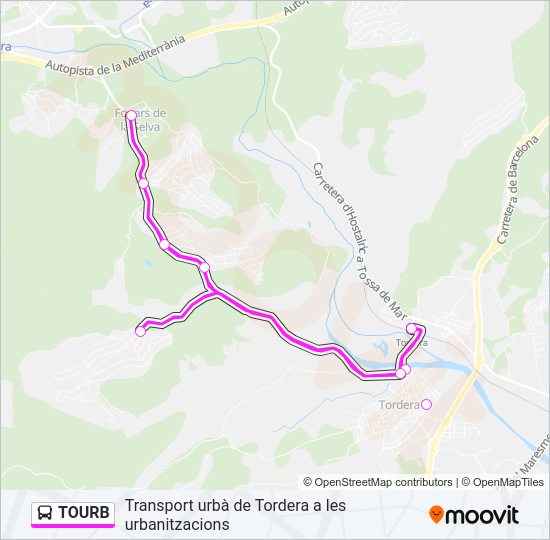 Mapa de TOURB de autobús