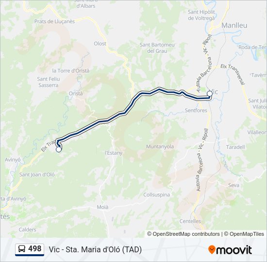 Mapa de 498 de autobús