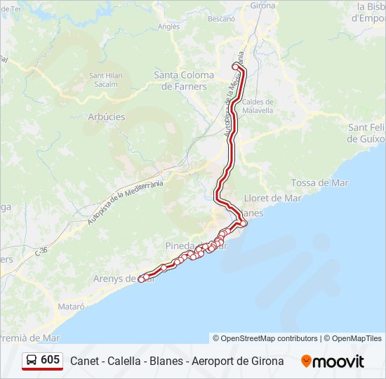Mapa de 605 de autobús