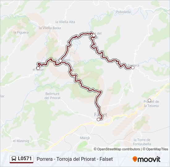 Mapa de L0571 de autobús