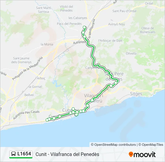 L1654 bus Mapa de línia