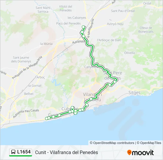 L1654 Bus Line Map