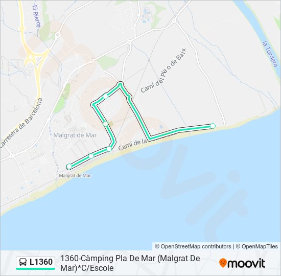 Mapa de L1360 de autobús