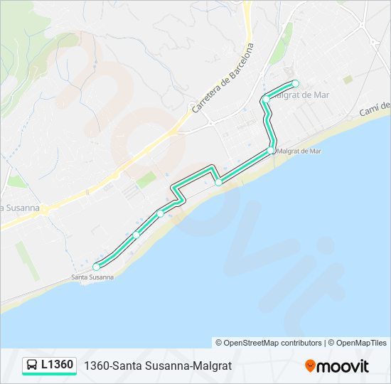 Mapa de L1360 de autobús