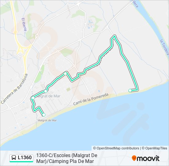 Mapa de L1360 de autobús
