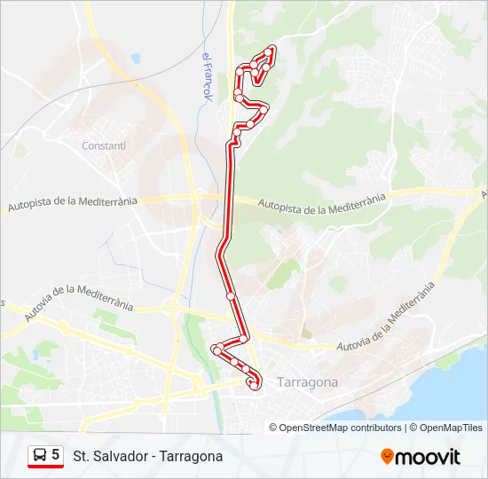 5 Bus Line Map