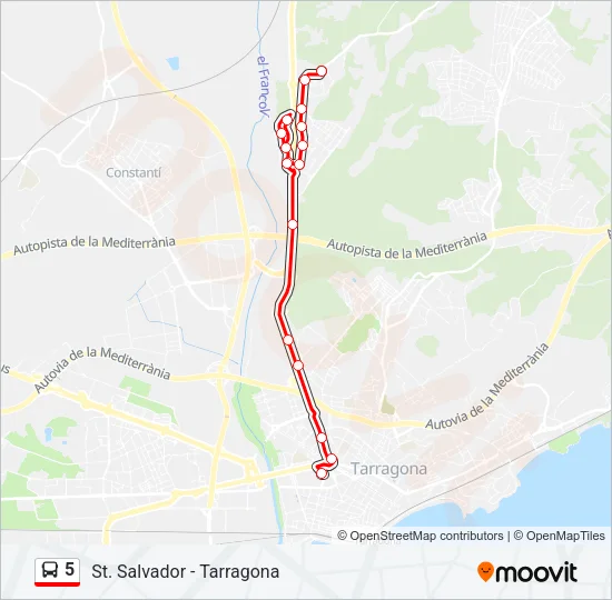 5 Bus Line Map