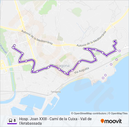 Mapa de 8 de autobús