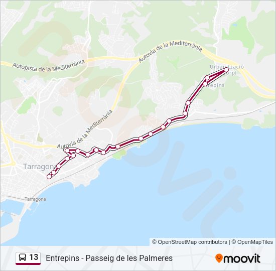 Mapa de 13 de autobús