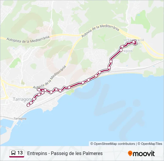 13 Bus Line Map