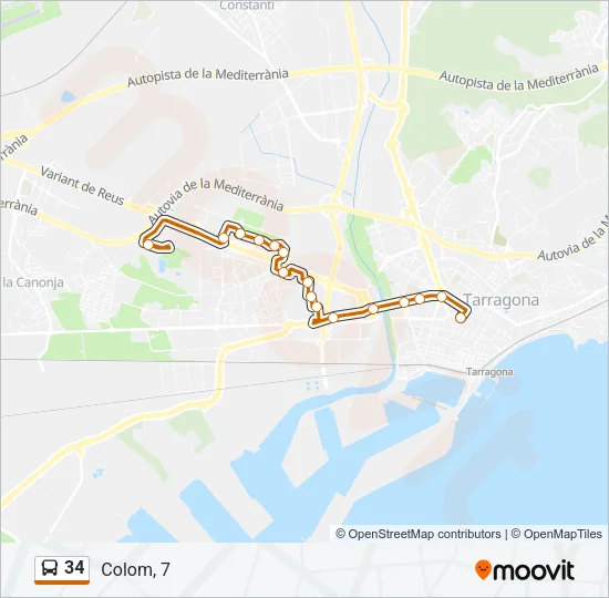 34 Bus Line Map