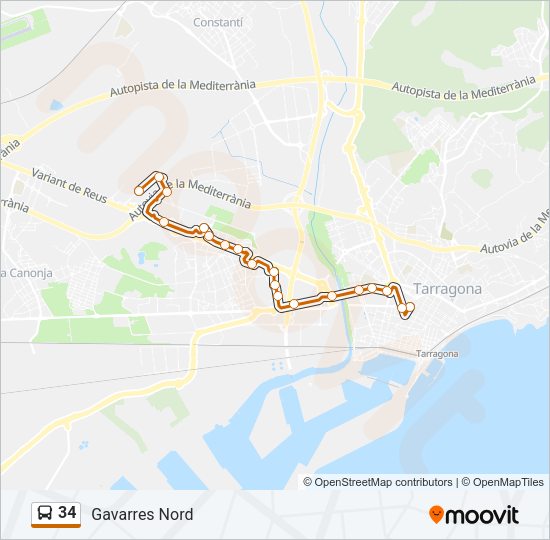Mapa de 34 de autobús