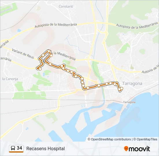 34 Bus Line Map