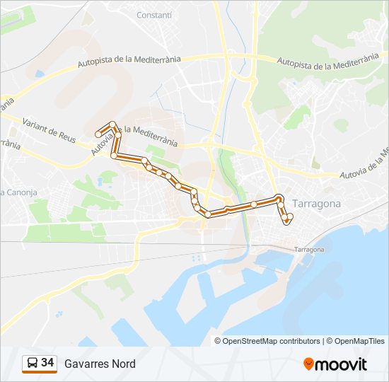 34 bus Mapa de línia