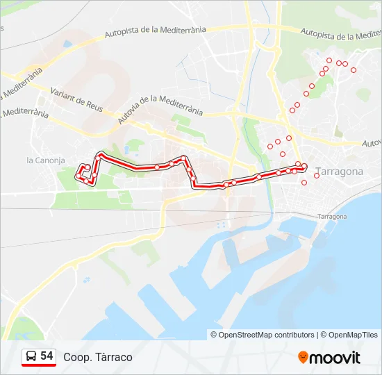 54 Bus Line Map