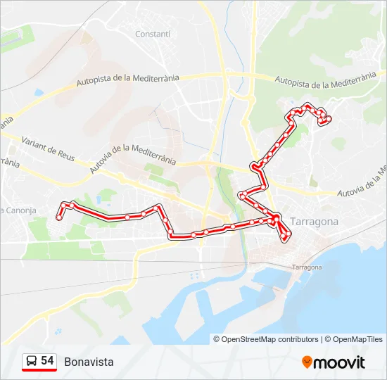 54 Bus Line Map