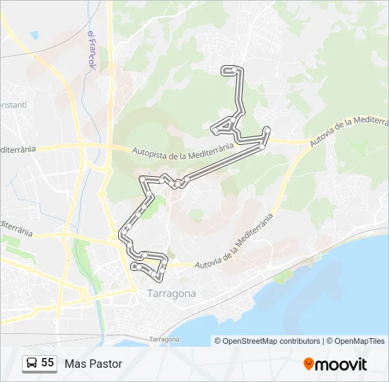 55 Bus Line Map