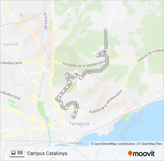 55 Bus Line Map